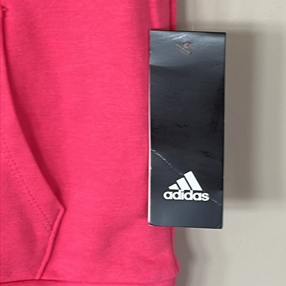 Brand New Adidas Girls Short Sleeve Sweatshirt 3 Stripes Pink Metallic Logo - Picture 4 of 12